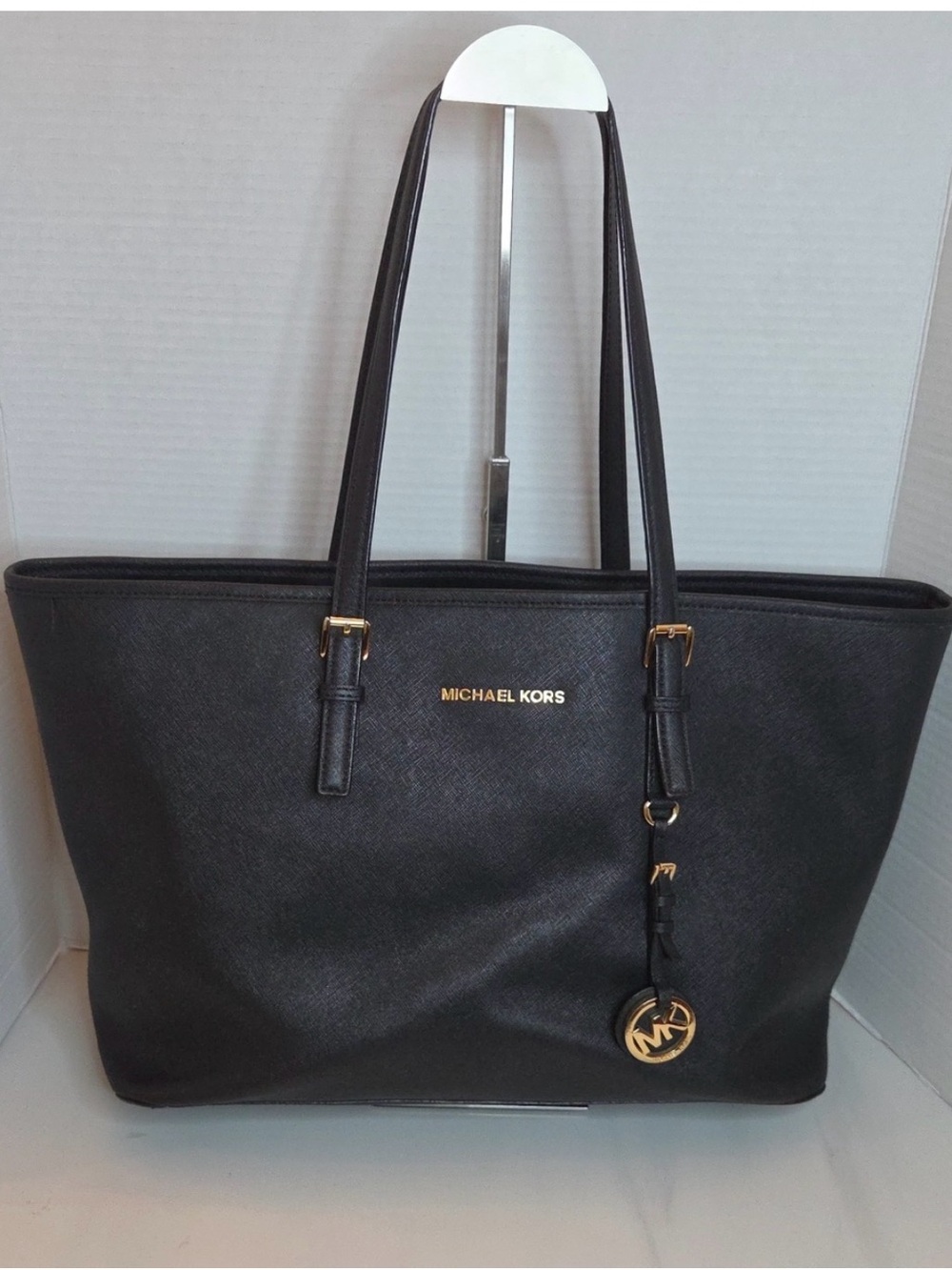 Michael Kors Jet Set Black Saffiano Leather Totw